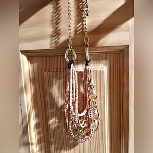 Pink and gold necklace costume jewelry